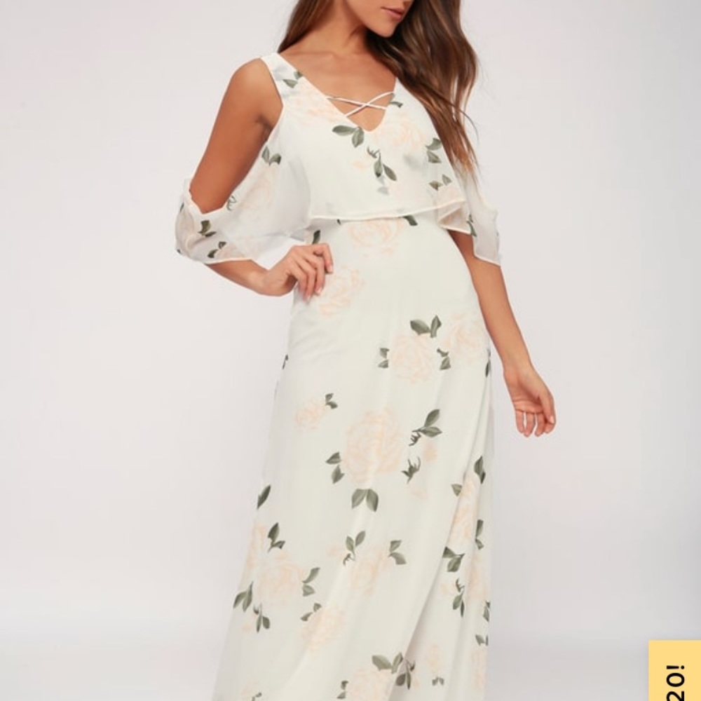 Lulus The Very Thought of You White Floral Dress